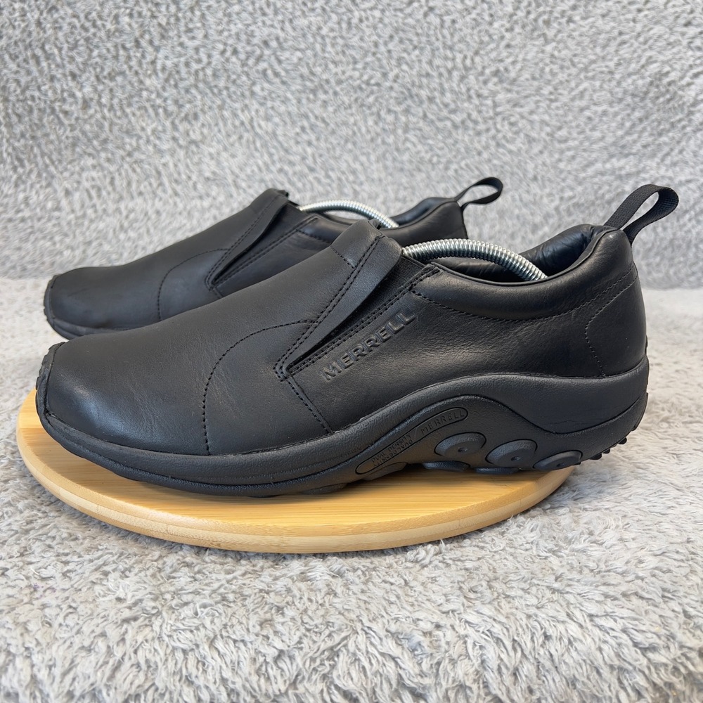 Merrell Jungle Moc Mens 11.5 Black Leather Slip On Walking Shoes Gorpcore J17199